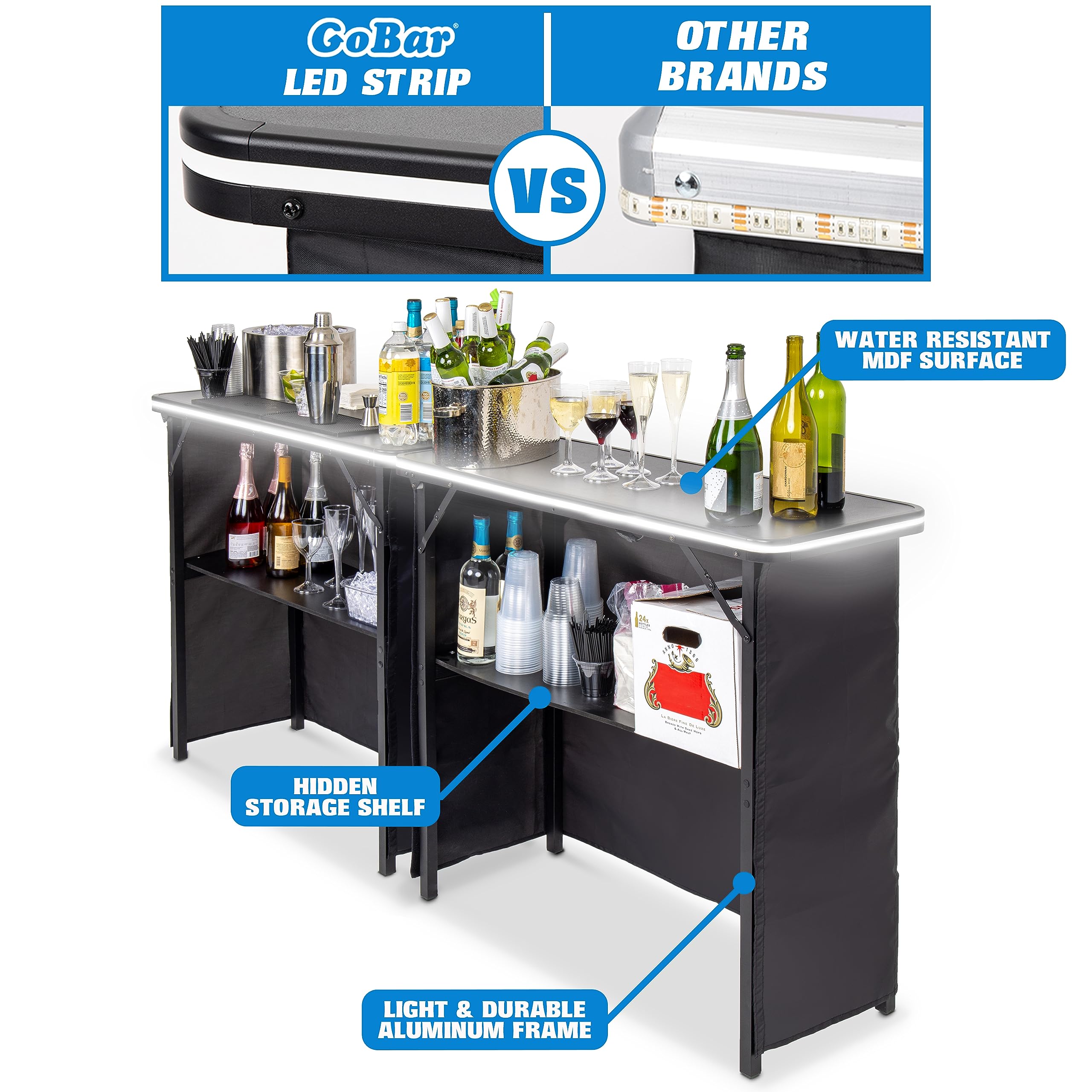 Double LED Bar Table Set with Multi-Color Lights