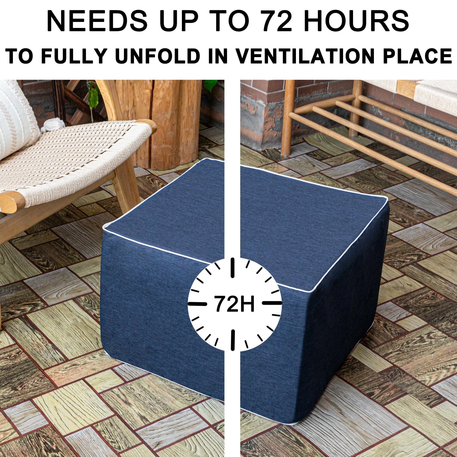 Outdoor Square Ottoman 20x20x14 Inches Waterproof Foam Footstool
