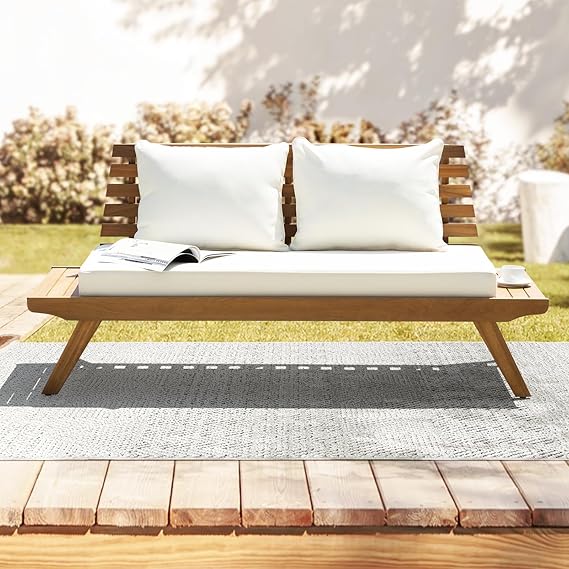Laurent Acacia Outdoor Loveseat with Cushions