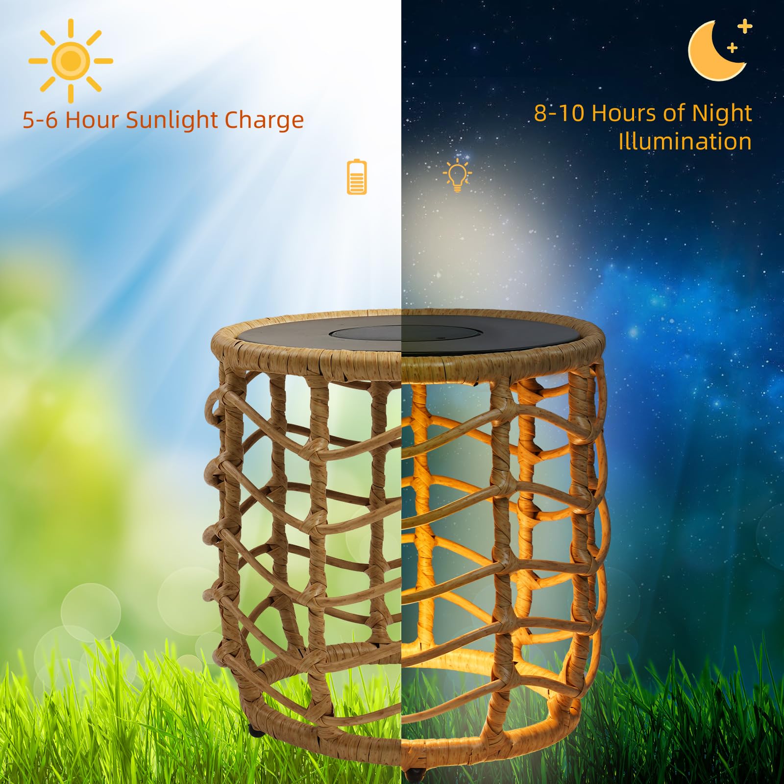 Boho Solar Nesting Tables with Built-in Lights