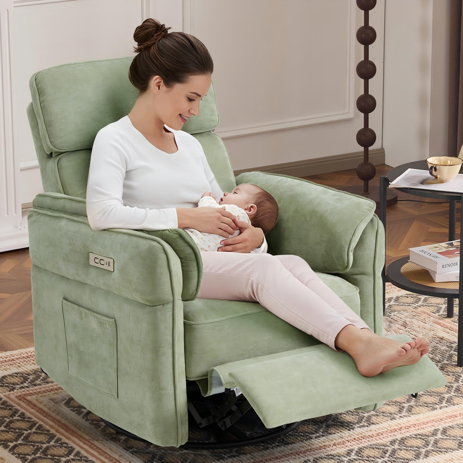 Power Swivel Glider Recliner Chair with Adjustable Armrests
