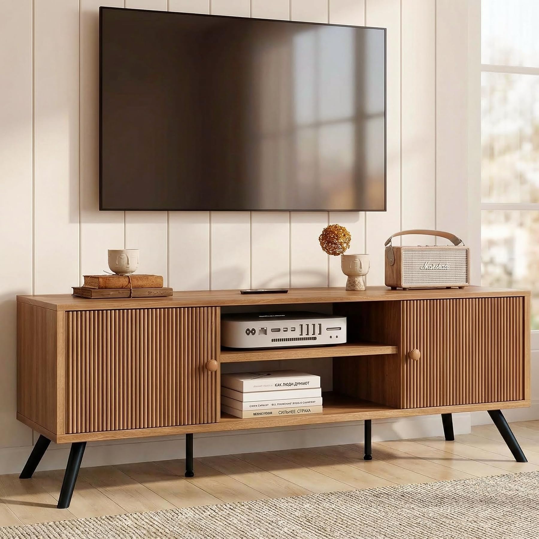 Mid-Century Modern TV Stand 53" Mocha