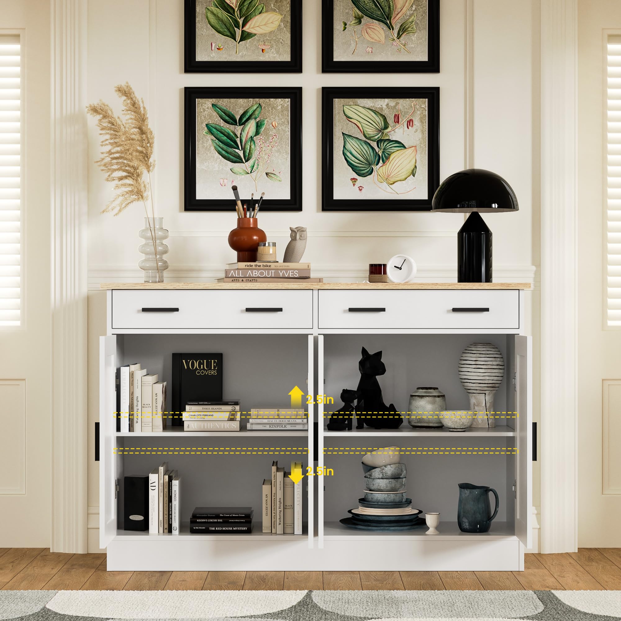 White Buffet Cabinet with Storage