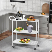 3-Tier Metal Rolling Bar Cart with Lockable Wheels