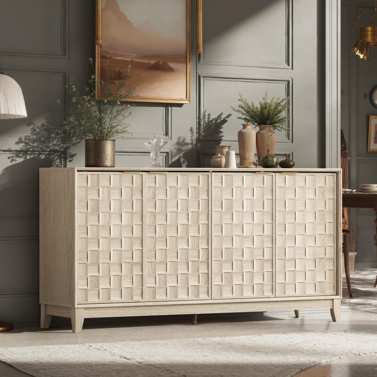 Fluted Sideboard Cabinet with Storage