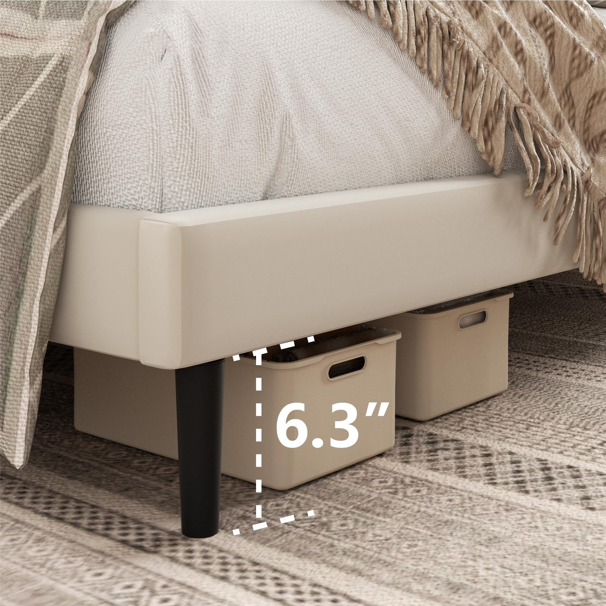 King Size Platform Bed Frame Velvet Upholstered Headboard
