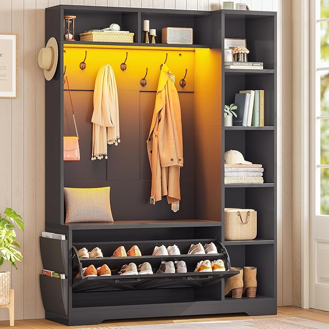 Hall Tree with Shoe Storage Bench and Coat Rack