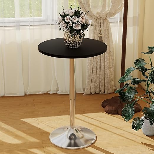 3-Piece Bar Table and Chairs Set - Height Adjustable Round Pub Table with Swivel Barstools