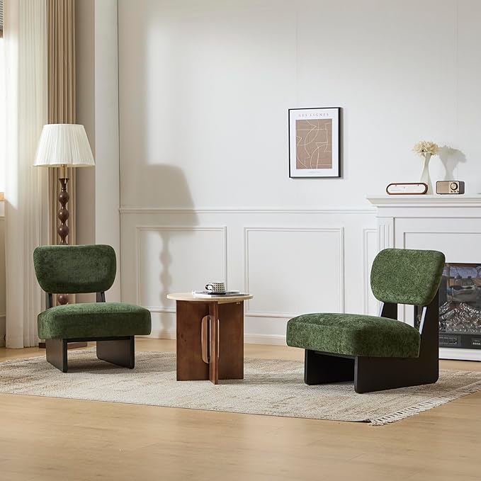 Low Profile Accent Chair Set of 2 - White Walnut