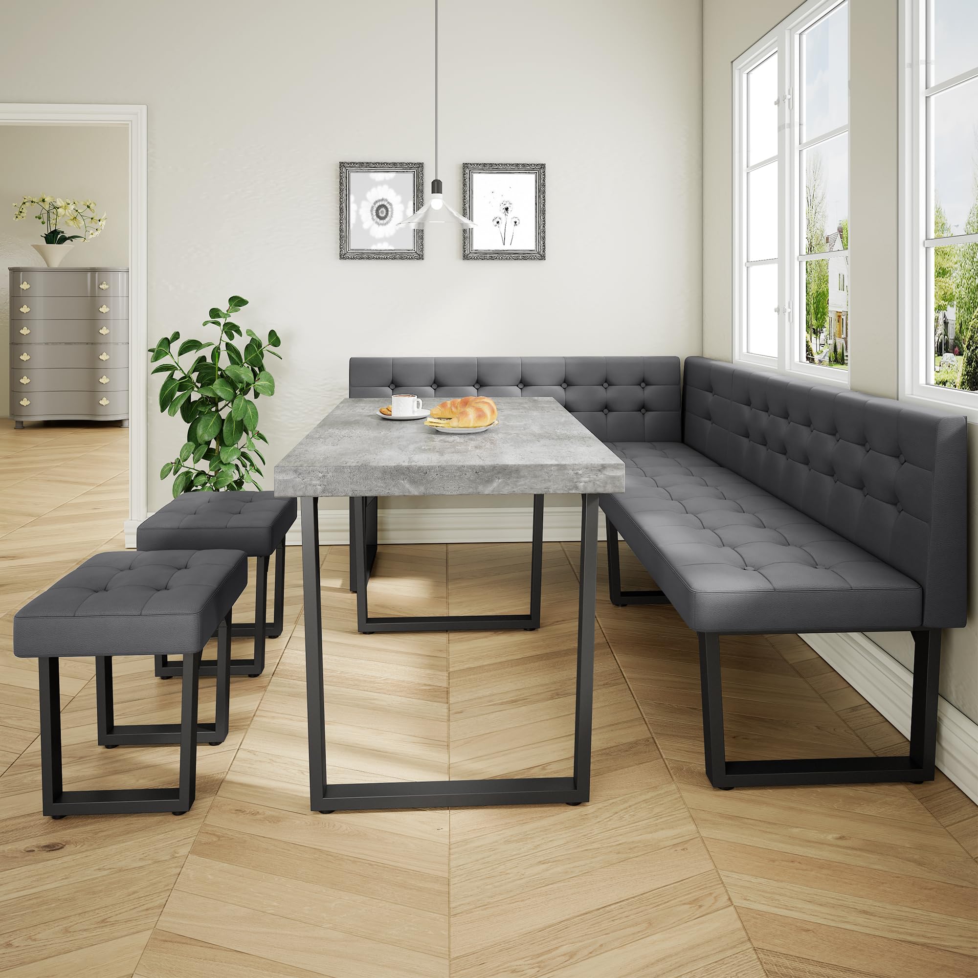 Corner Dining Table Set with Storage Bench