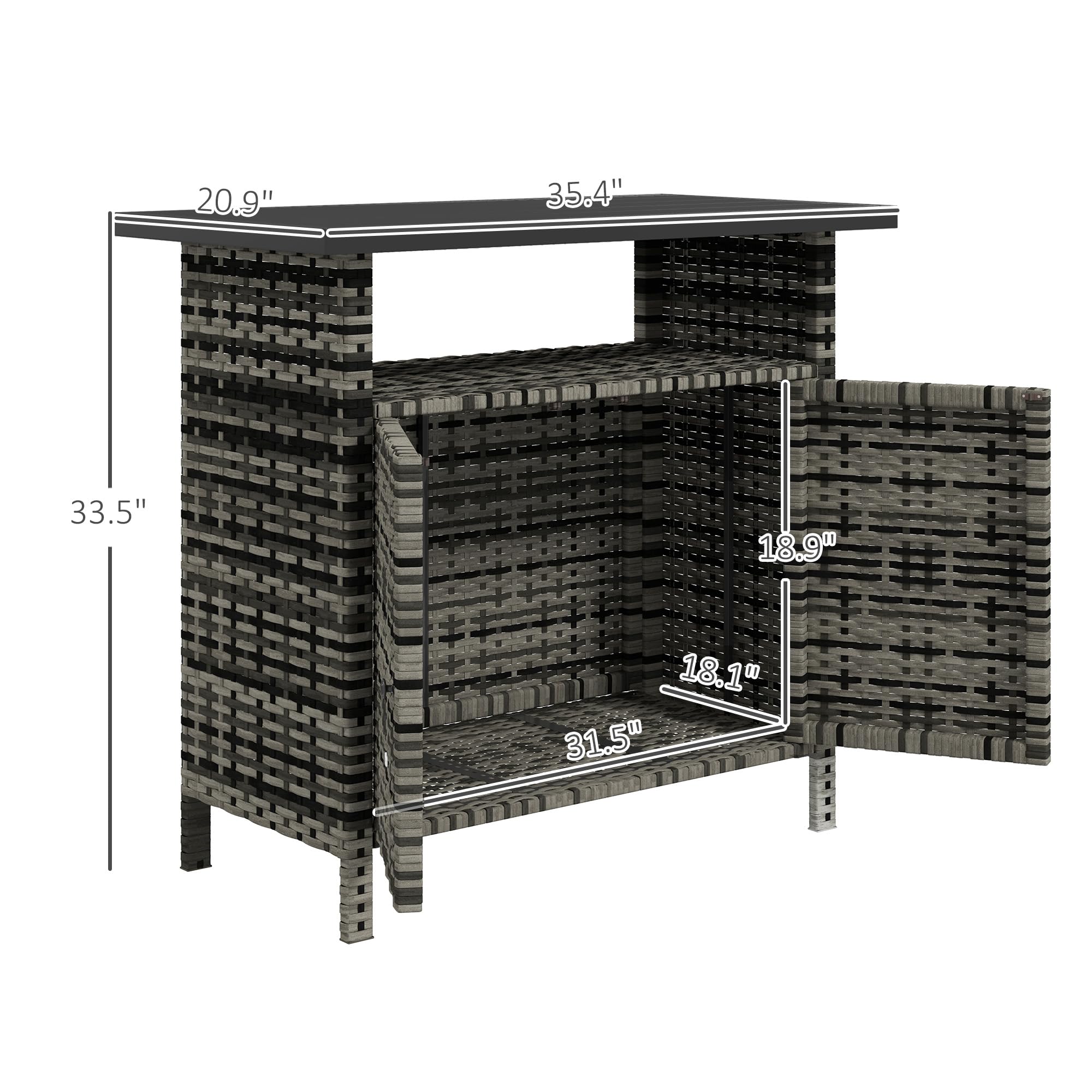 Wicker Outdoor Storage Cabinet with Metal Countertop