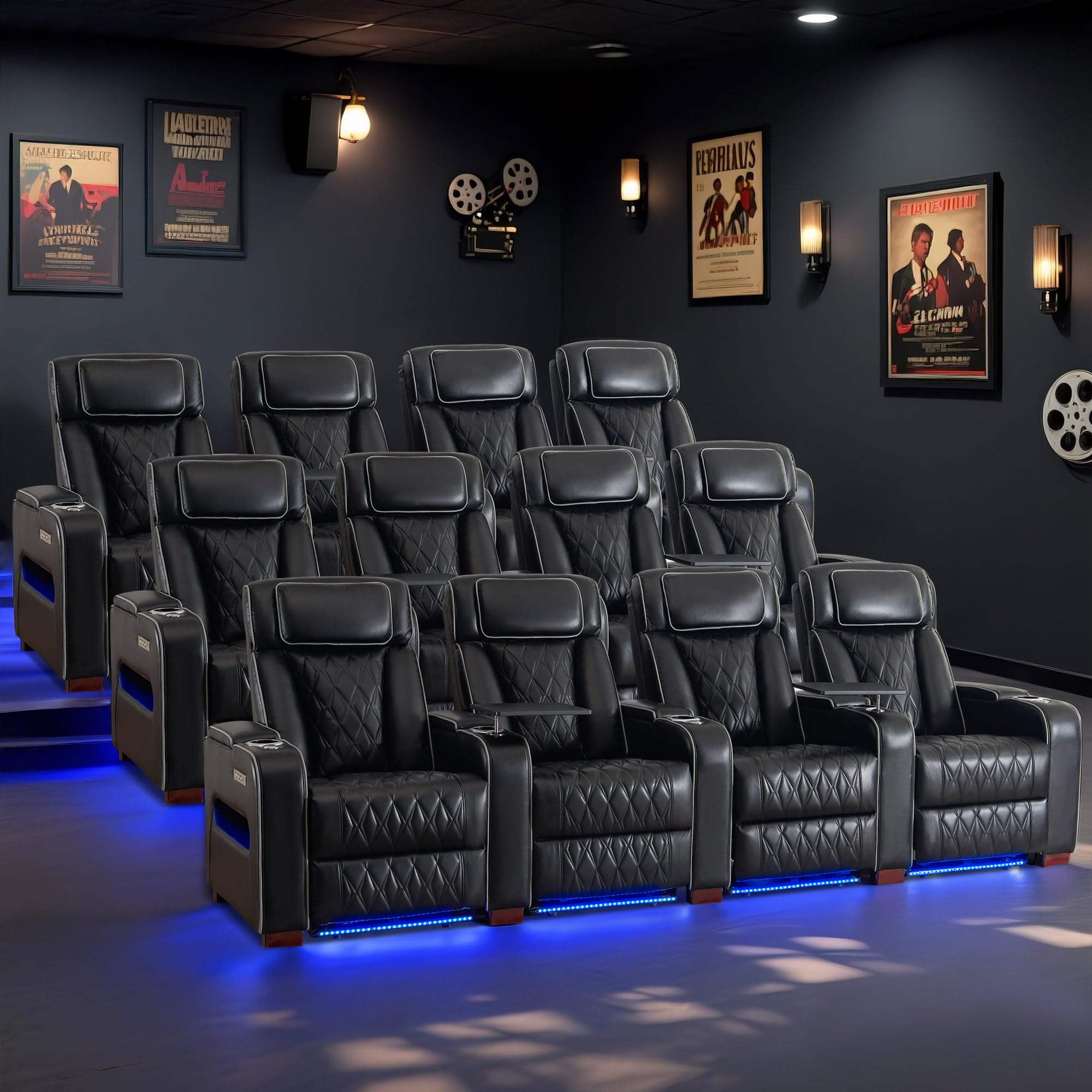 Luxury Home Theater Seating Power Recliner with LED Lighting