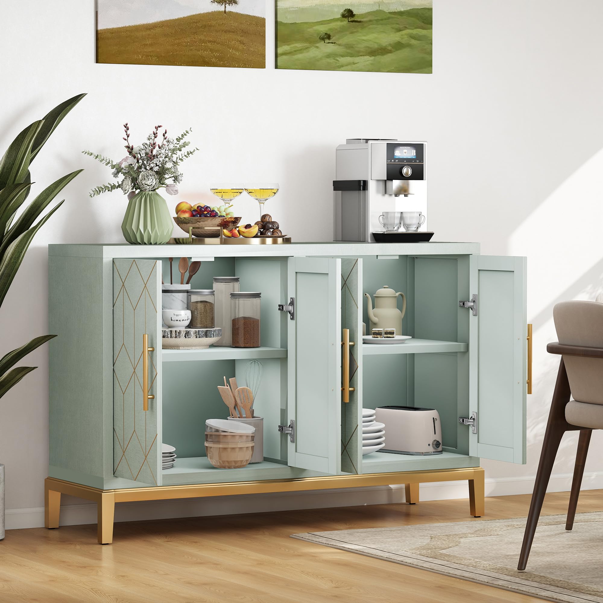 Modern Accent Storage Cabinet with 4 Doors