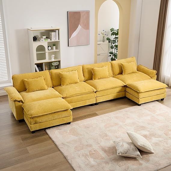 154" Modular Sectional Sofa Cloud Couch with Ottoman