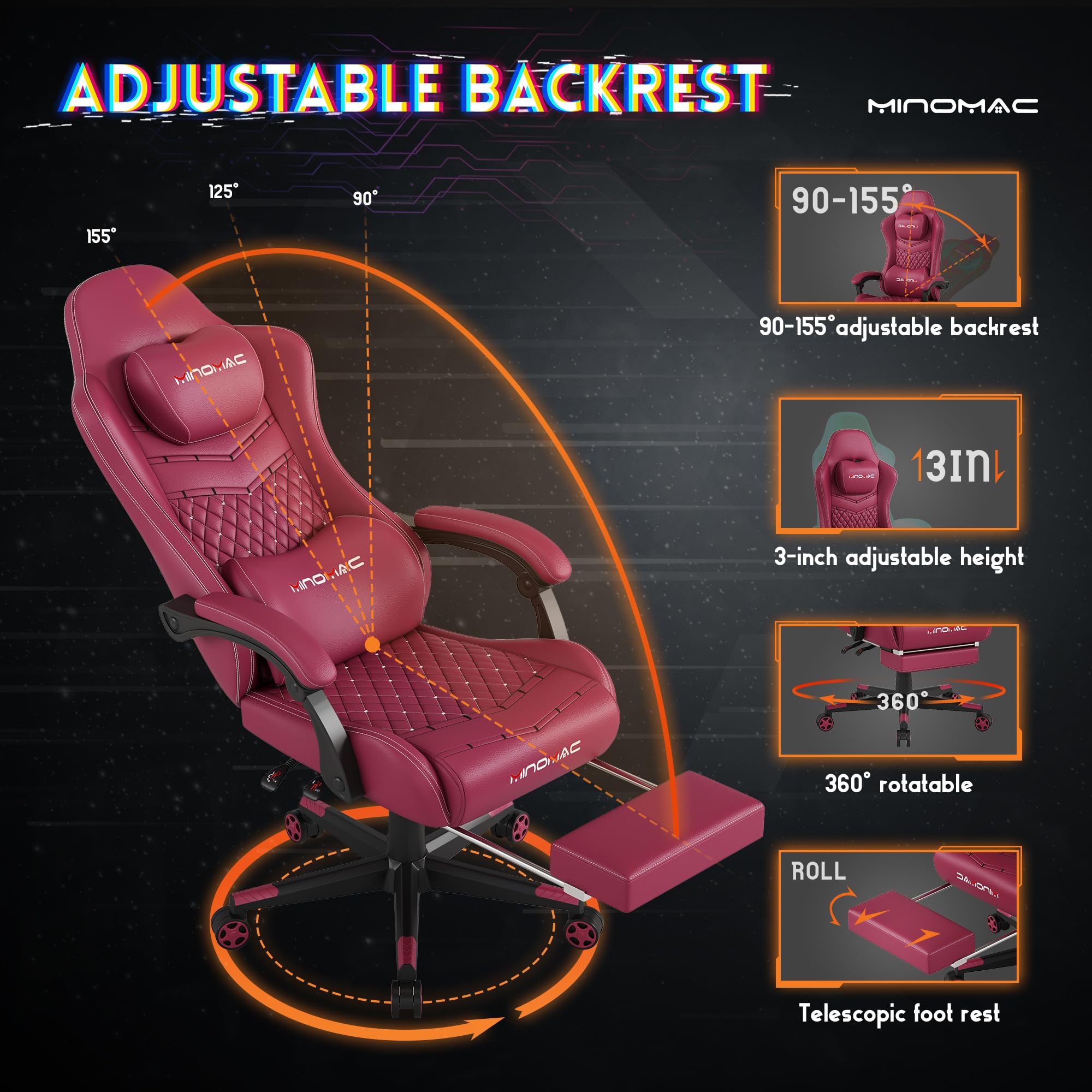 Ergonomic Gaming Chair with Footrest