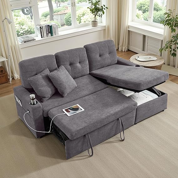 Reversible Sectional Sleeper Sofa with Storage Chaise