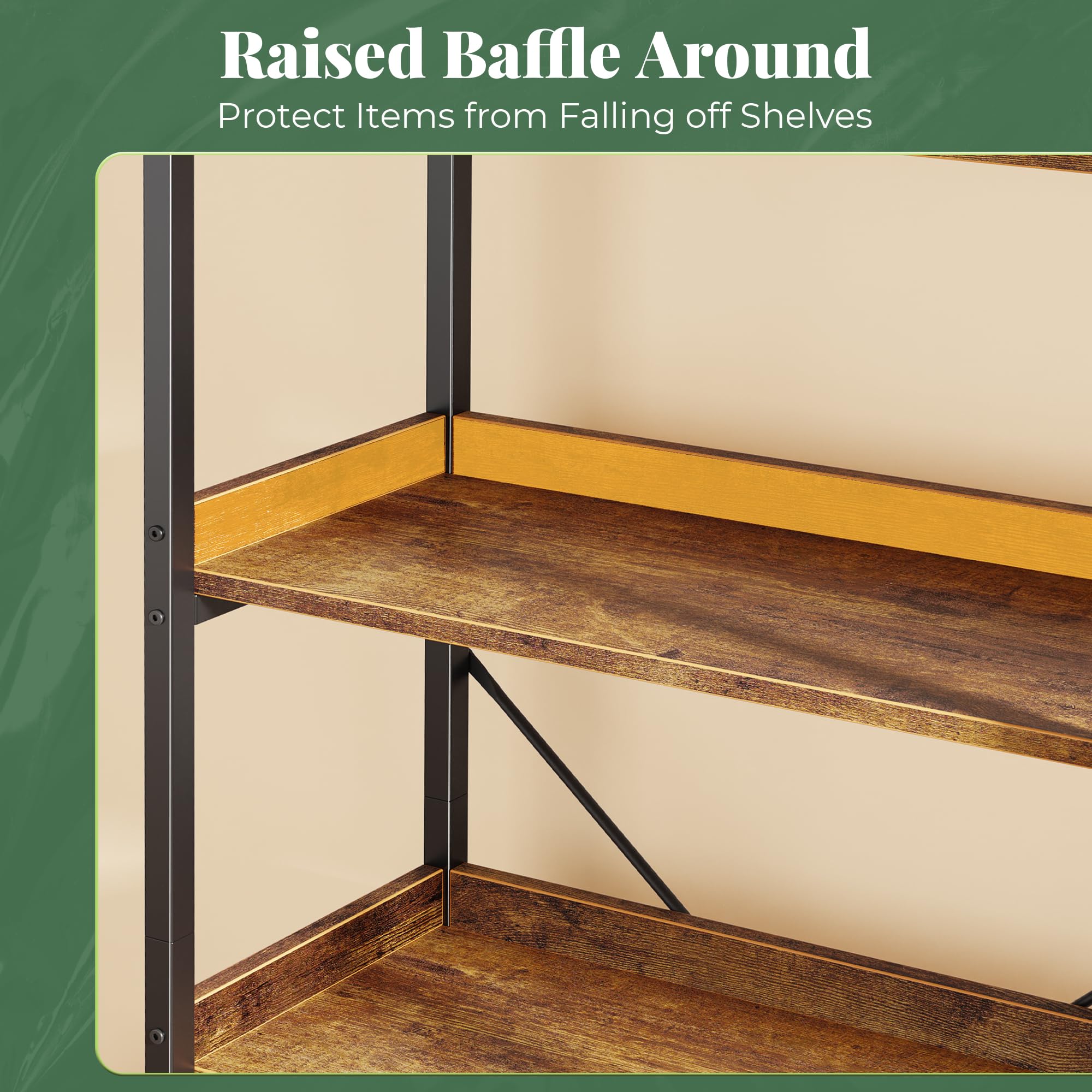 5 Tier Bookshelf with 10 Open Shelves
