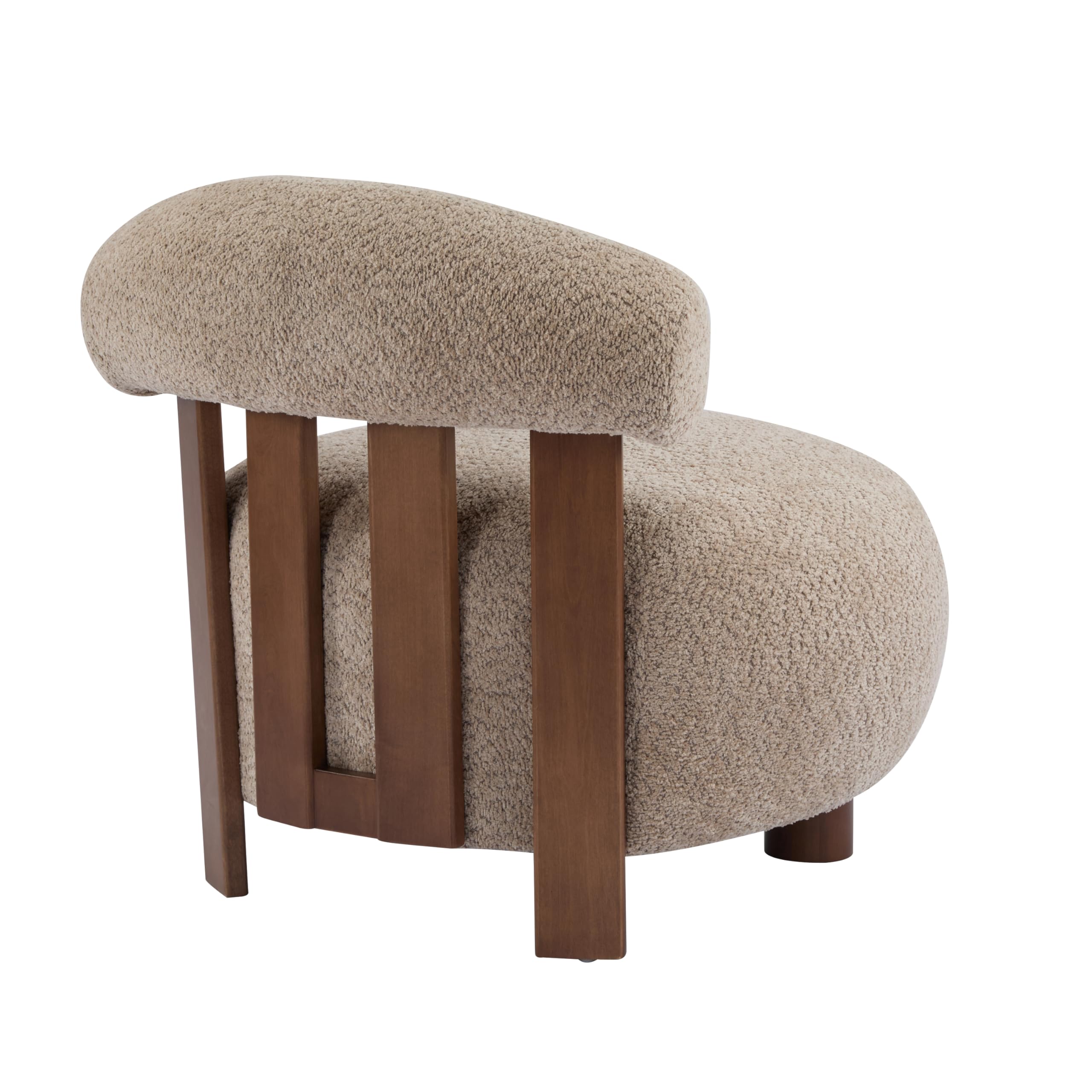 Boucle Fabric Accent Chair with Solid Wood Frame