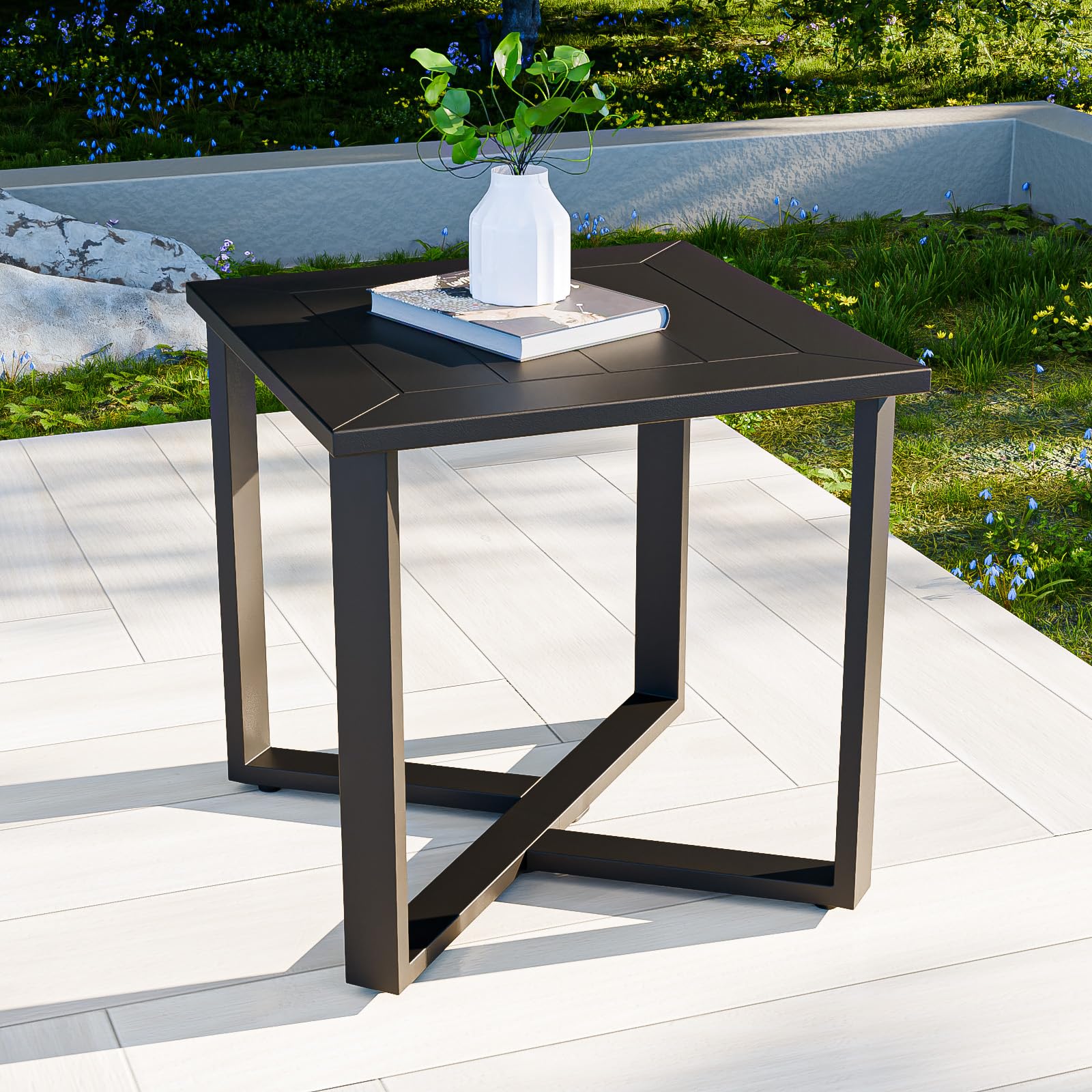 Weather-Resistant Steel Outdoor Side Table