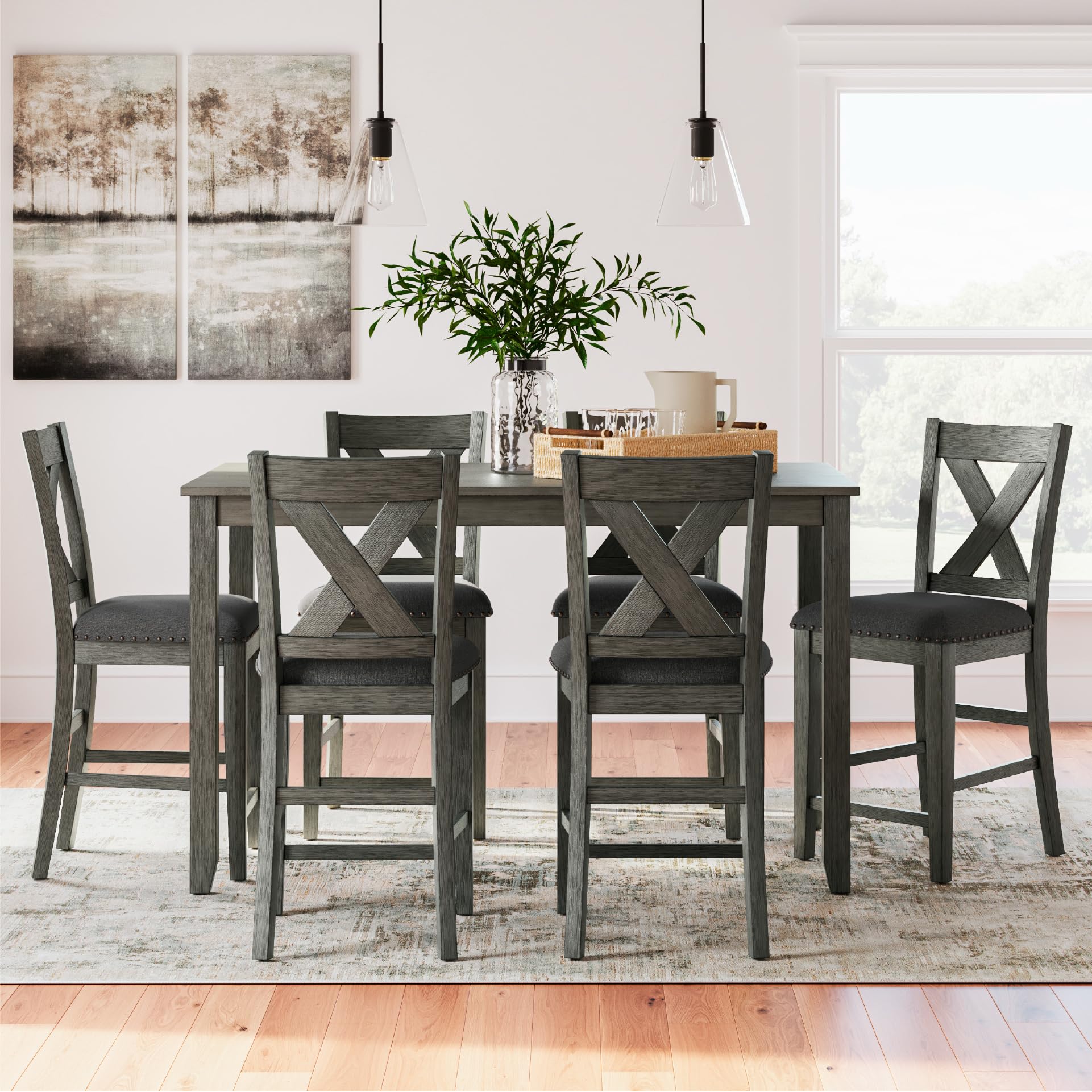 Counter Height Dining Set with Upholstered Stools