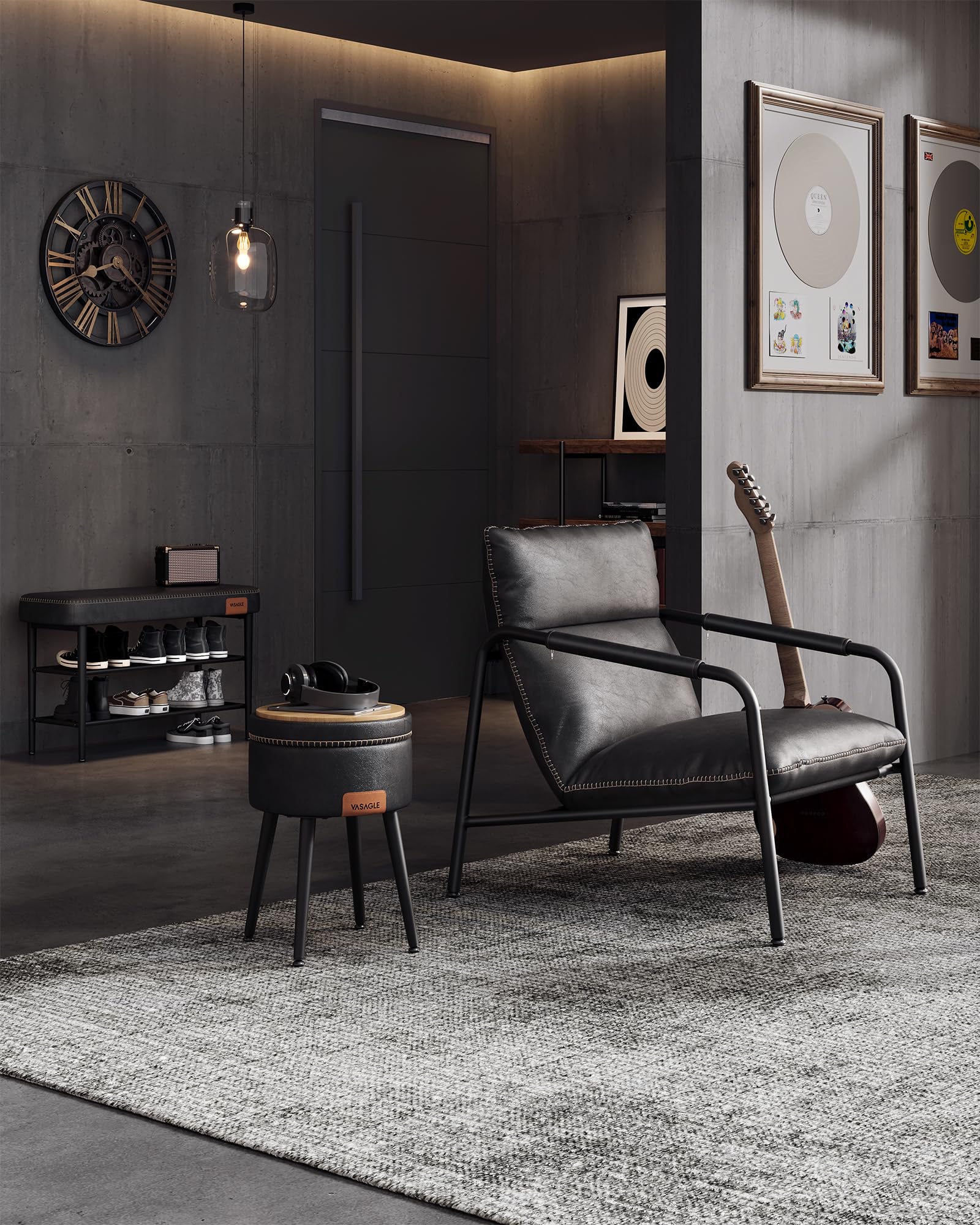 Mid-Century Modern Accent Chair with Metal Frame