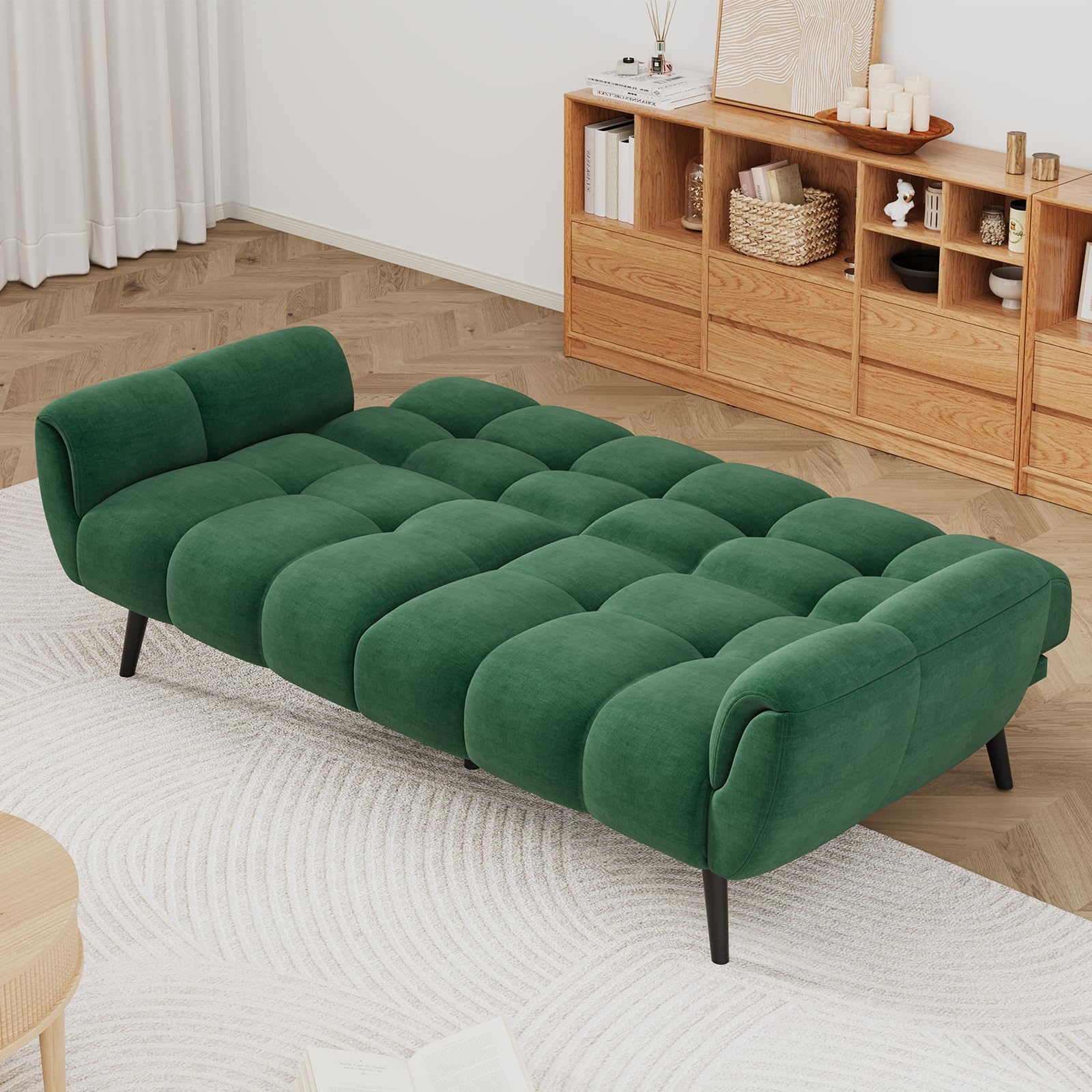 Convertible Futon Sofa Bed with Adjustable Backrests