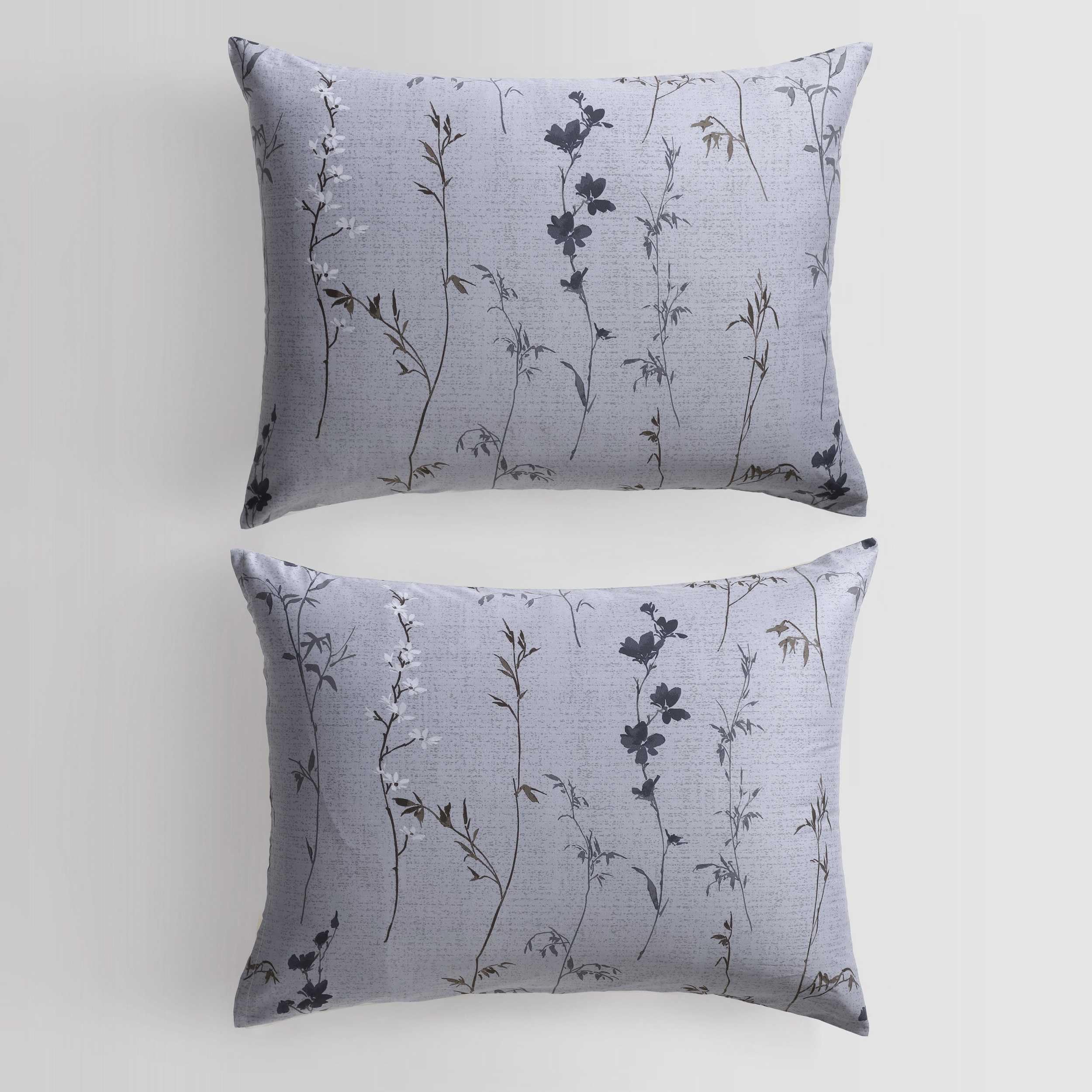 King Cotton Sateen Comforter Set with Shams - Wildflower Dusk Grey