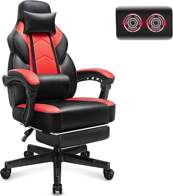 Gaming Chair with Massage and Footrest