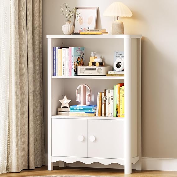 3 Tier Wood Bookcase with Door