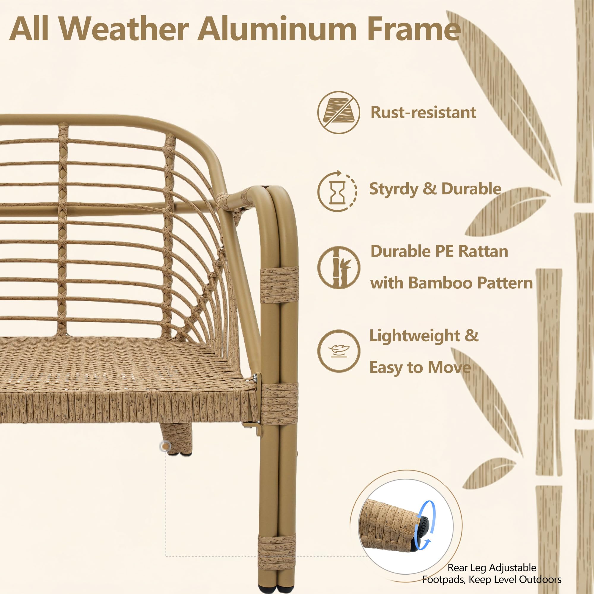 3-Piece Patio Bistro Set with Cushions and Coffee Table