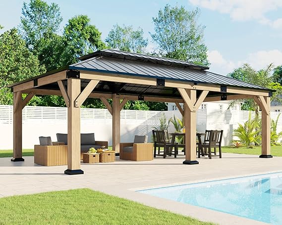 13x15 Hardtop Gazebo with Storage Bar Counter