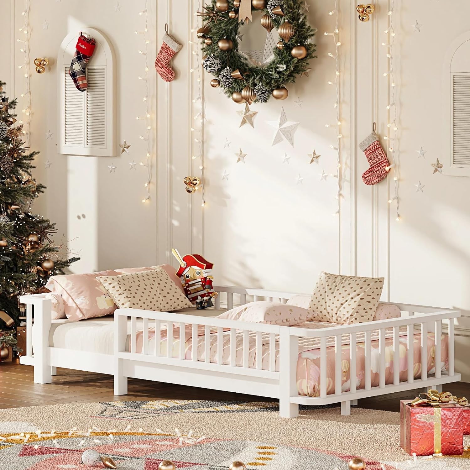 Twin Montessori Floor Bed with Rails