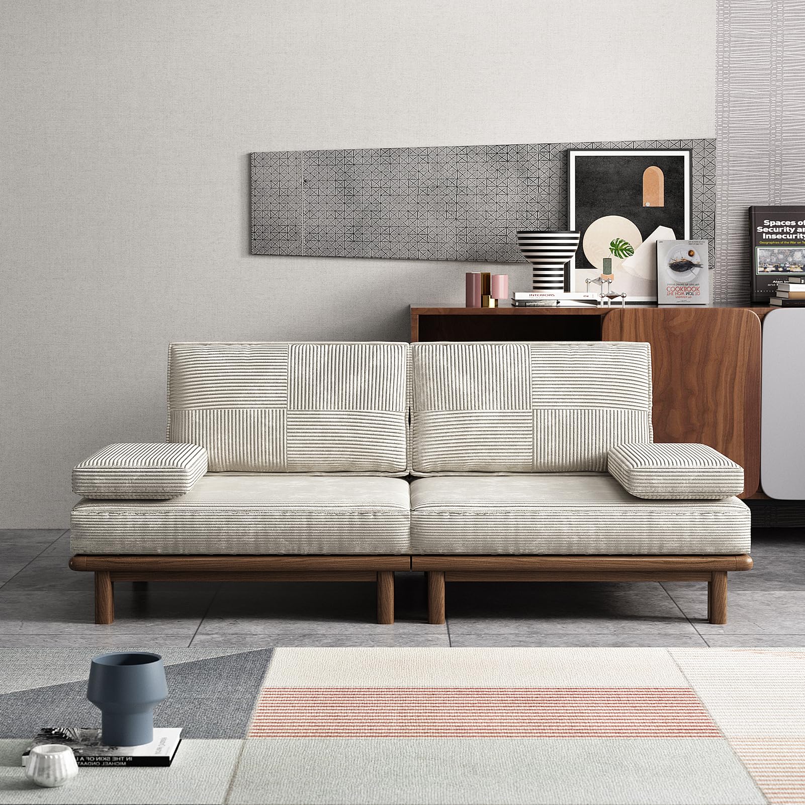 Convertible Sofa Bed with Solid Wood Frame