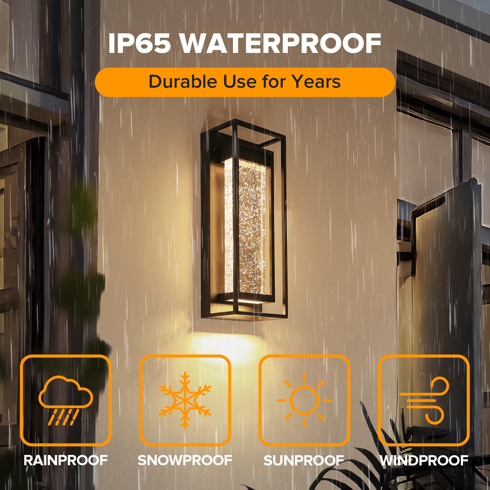 Outdoor Wall Light Fixture with Crystal Glass