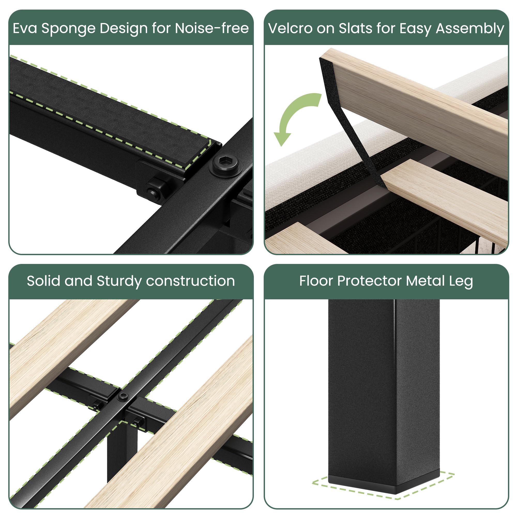 King Size Bed Frame with Storage Drawers and Wingback Headboard