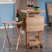 Isabelle Snack Table Set with Mobile Stand - Natural - Set of 4