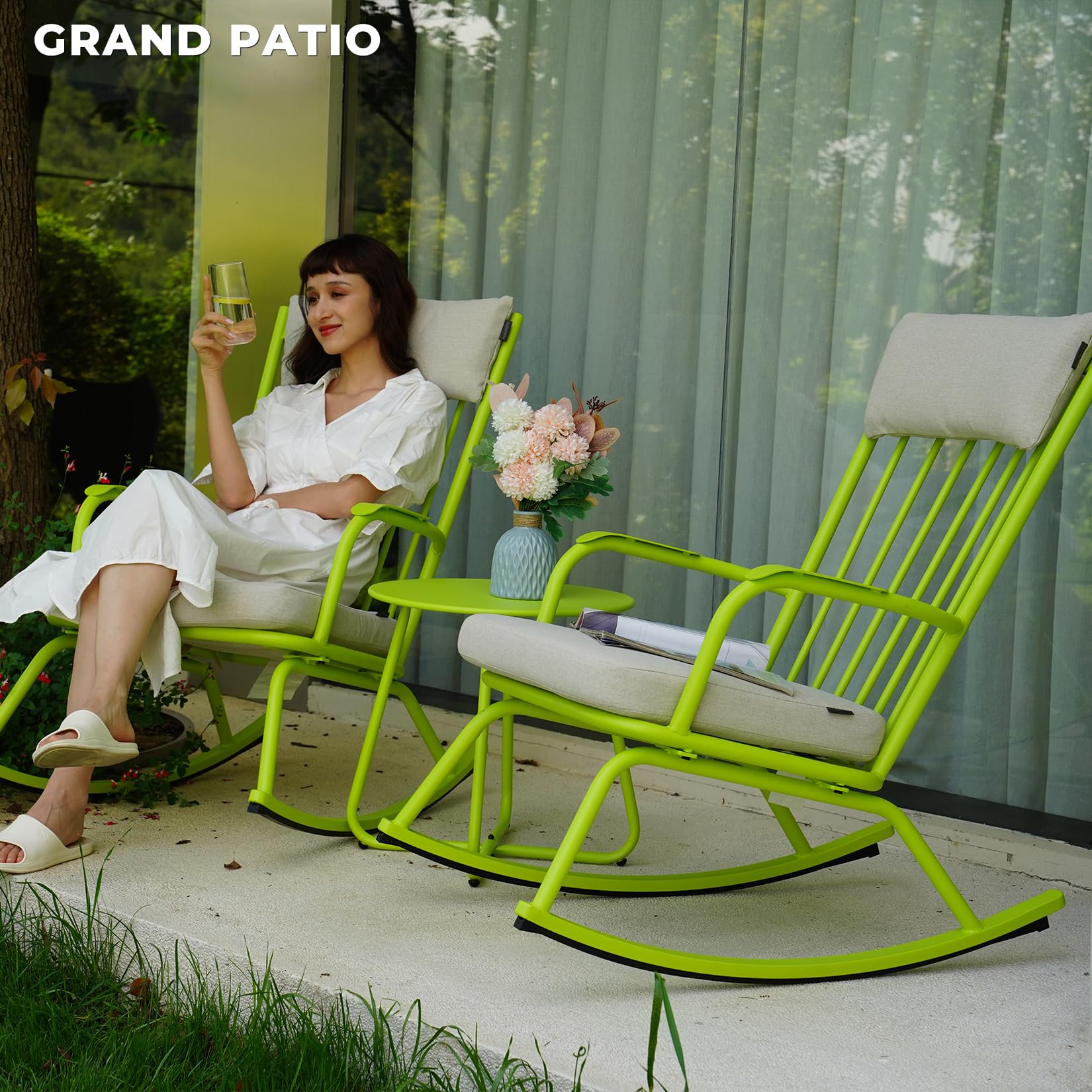 Outdoor Rocking Bistro Set with Cushions