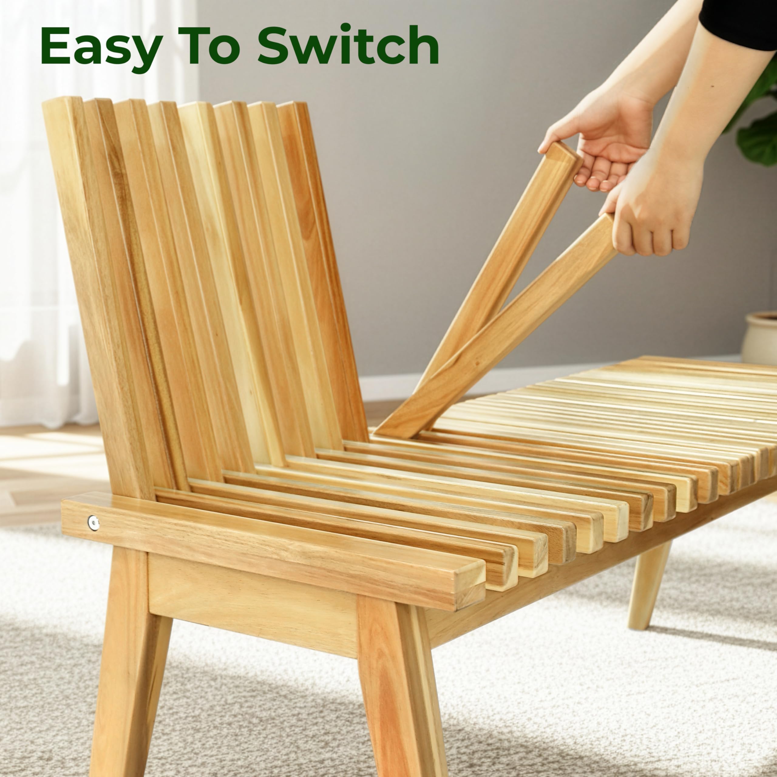 Convertible Outdoor Bench to Table - Acacia Wood - 47 Inch