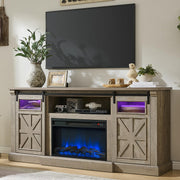 Fireplace TV Stand with Electric Fireplace and Sliding Barn Door
