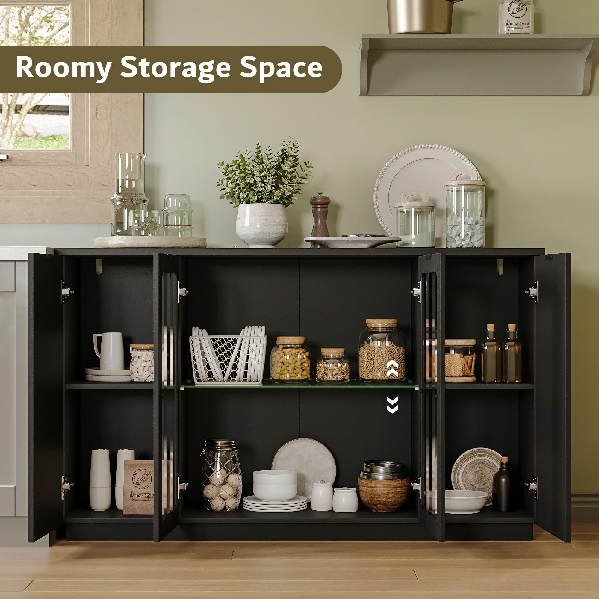 Sideboard Buffet Cabinet with LED Lights