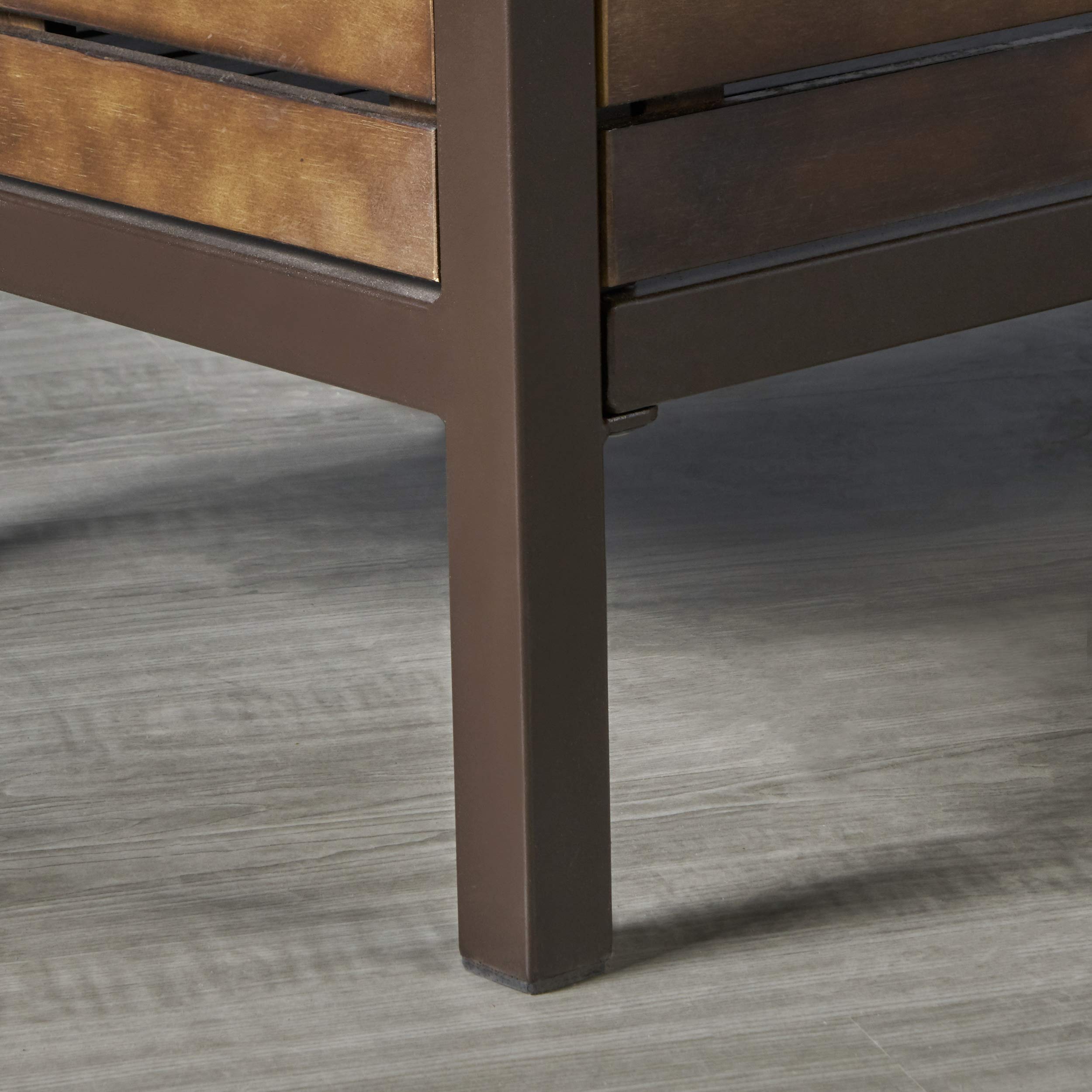 Acacia Wood Outdoor Bar Set with Rustic Metal Accents
