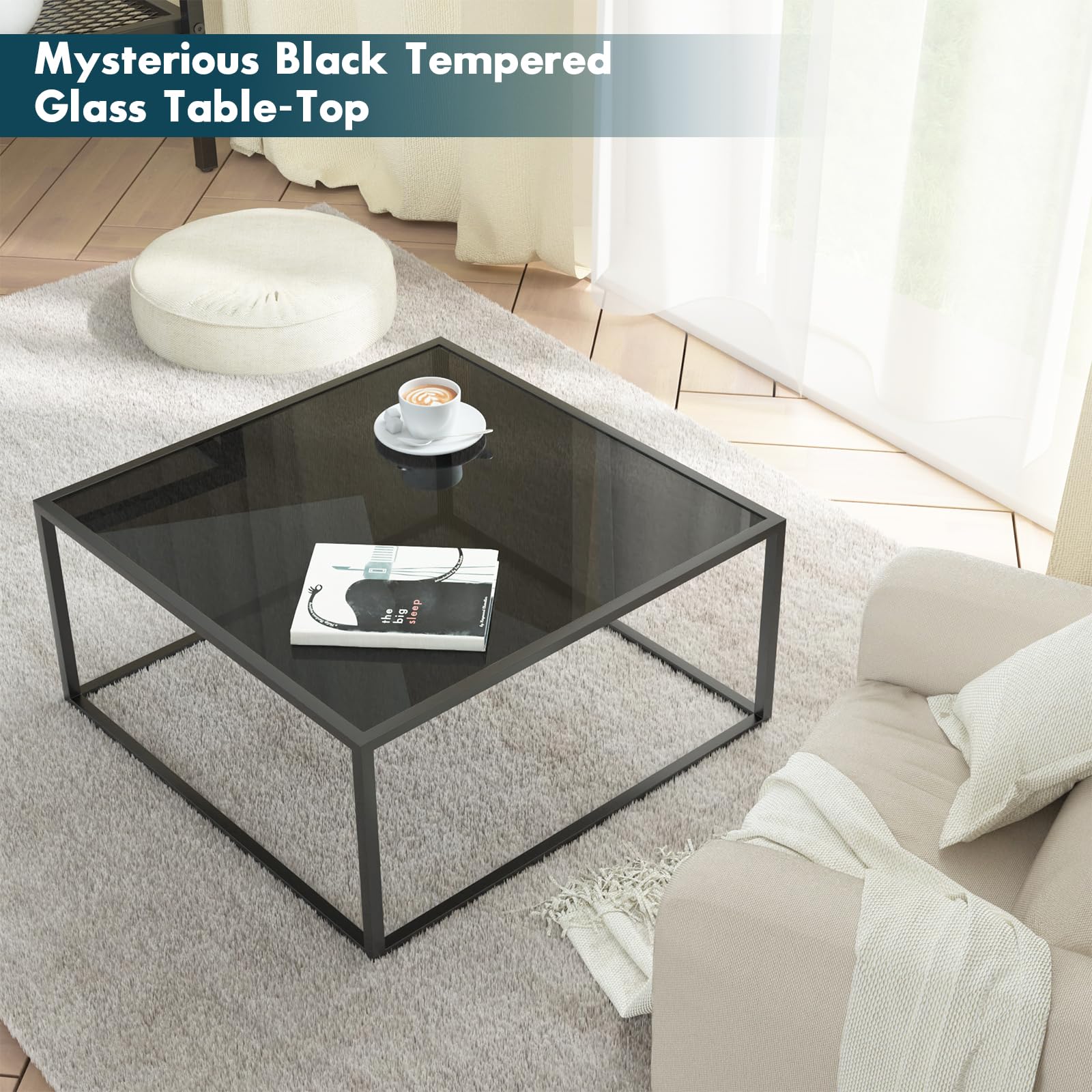 Black Glass Square Coffee Table