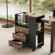 Mobile File Cabinet with 3 Drawers and Open Storage