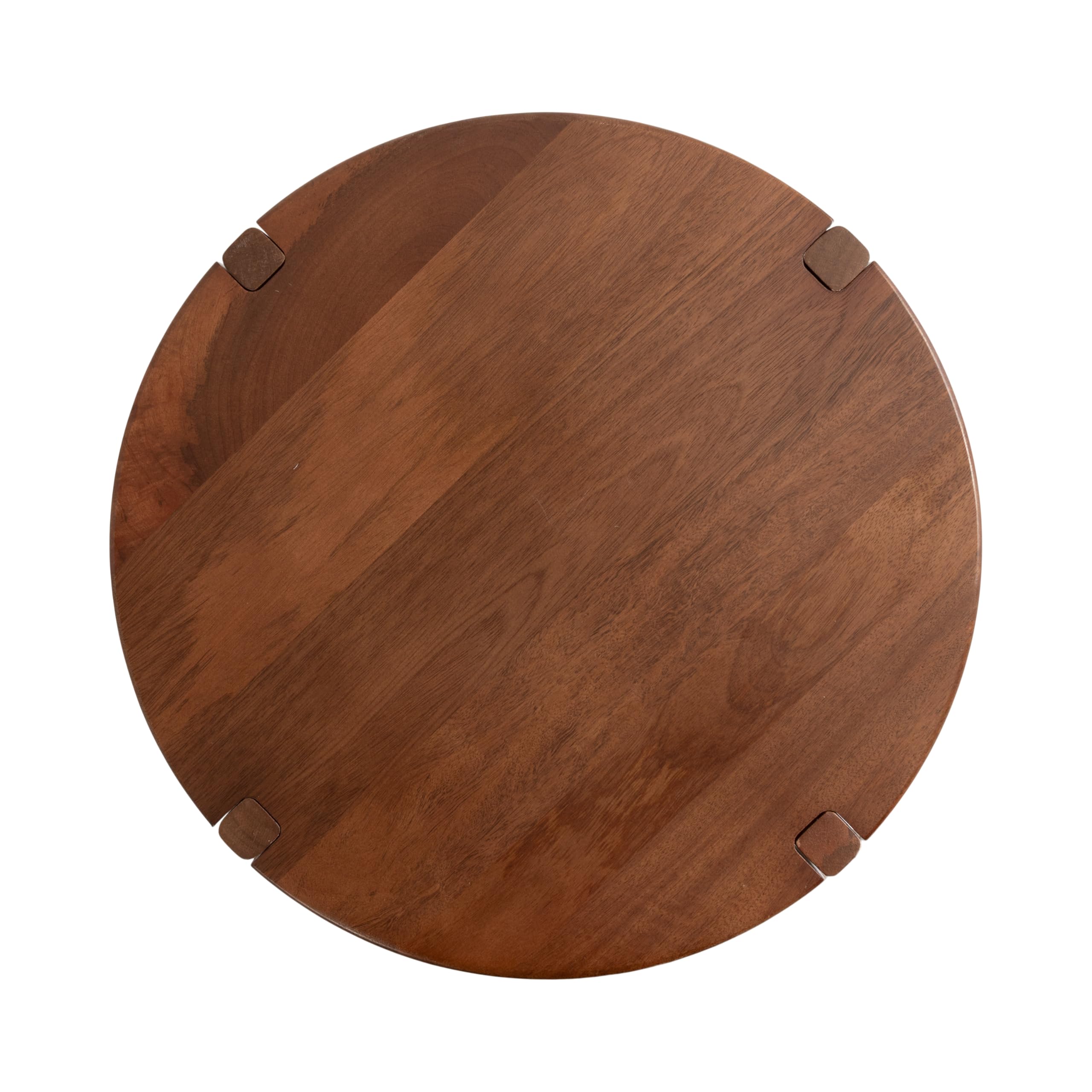 Modern Geometric Mango Wood Round Side Table
