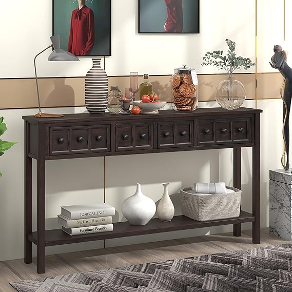 Ancent Console Table with Drawers and Shelf
