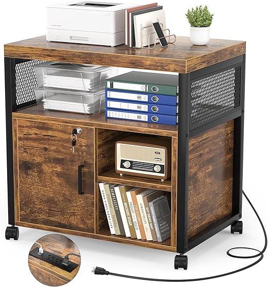 Lateral File Cabinet with Charging Ports