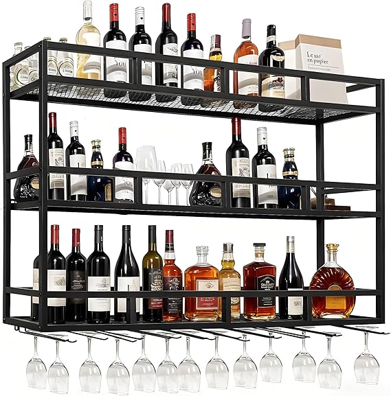 Wall Mounted Wine Rack with LED Light