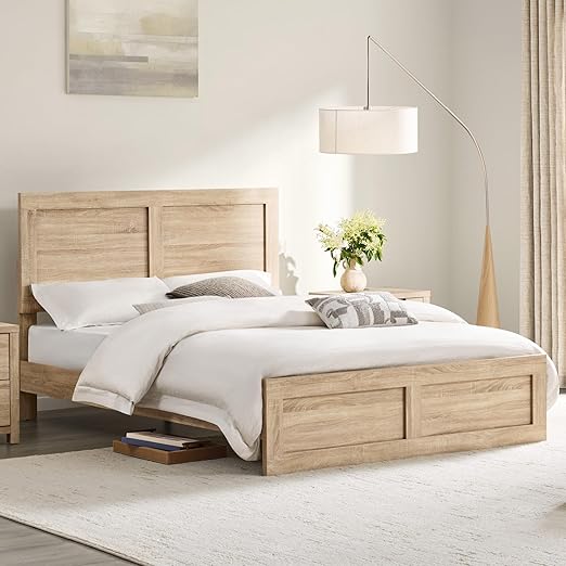 Queen Platform Bed Frame with 2 Nightstands Set