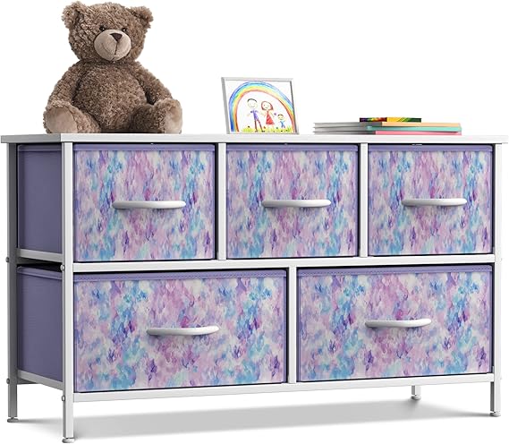 5-Drawer Storage Dresser with Fabric Bins