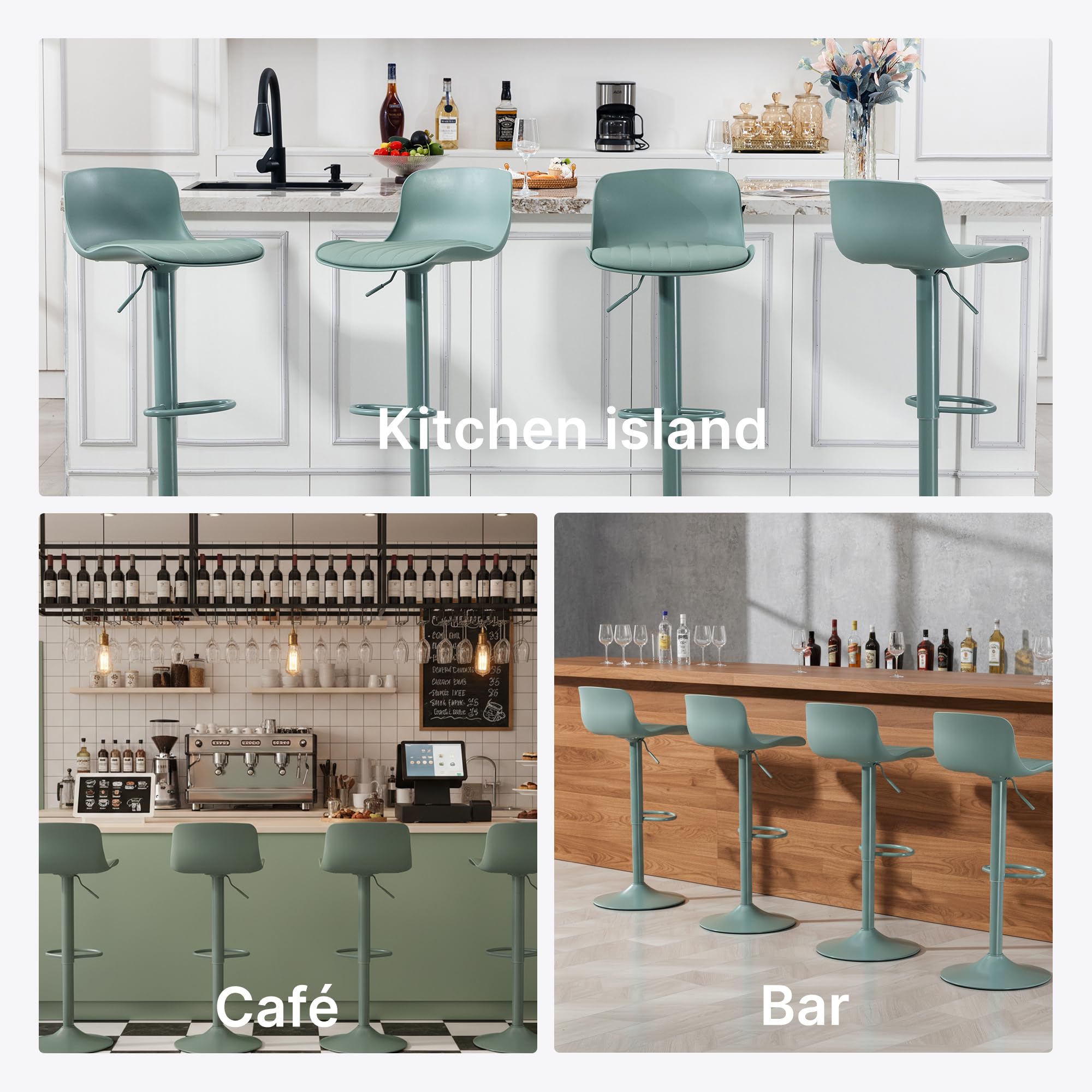 Modern Swivel Bar Stools with Adjustable Height - Set of 4